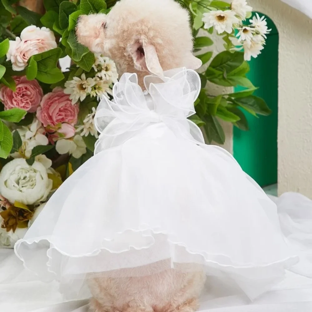 New dog wedding dress with tulle